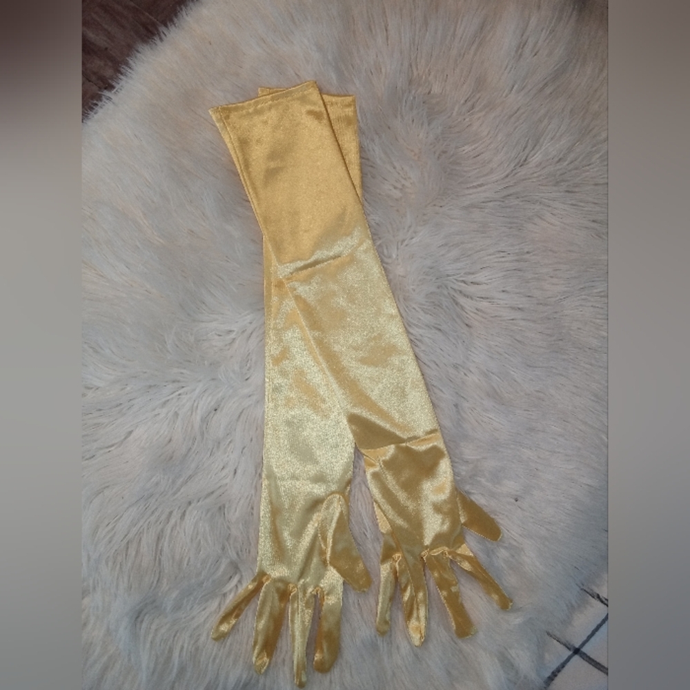 Yellow Satin  Gloves - Women Accessories